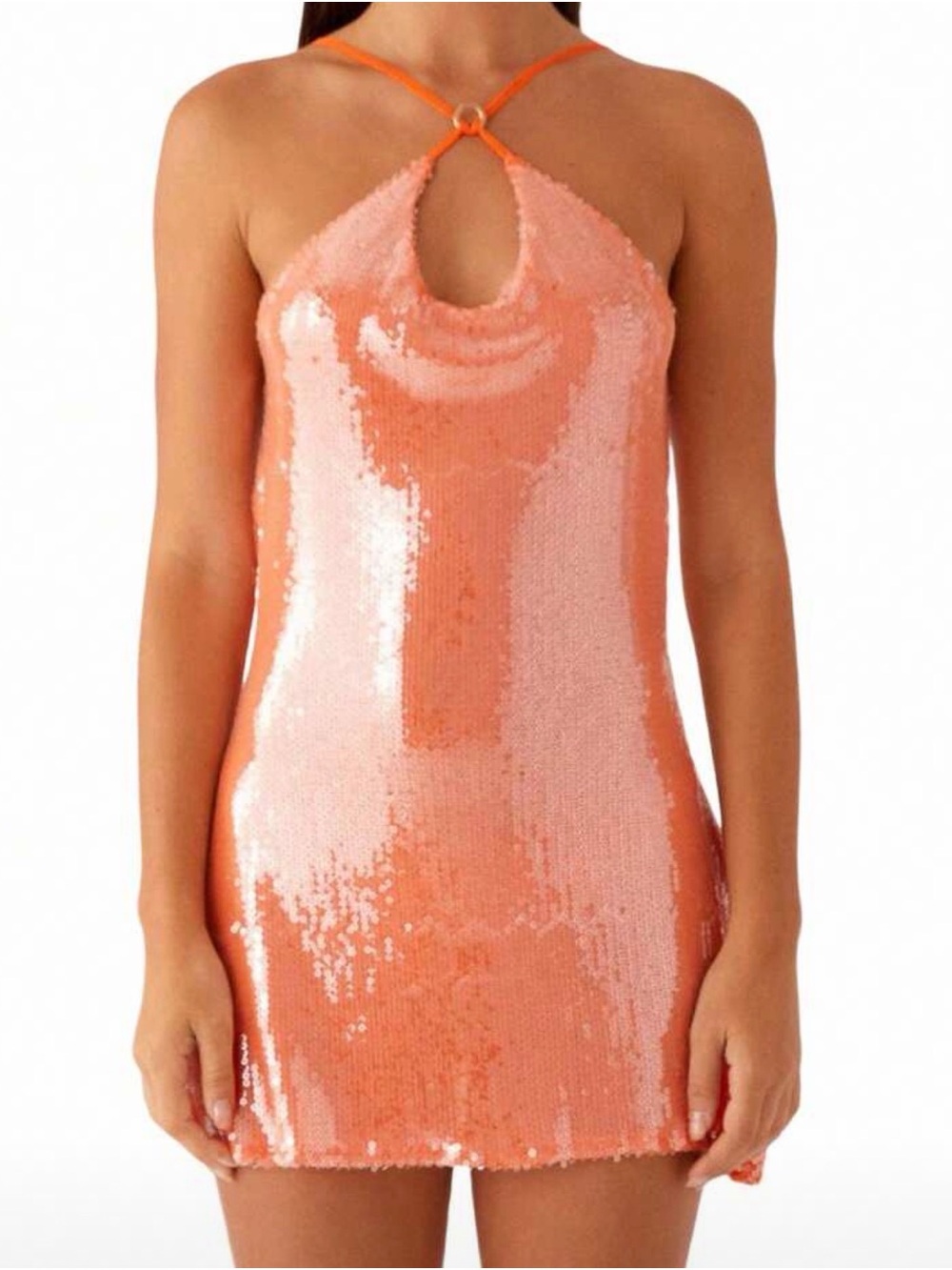 Peppermayo radiant energy cowl back Mini Dress in orange